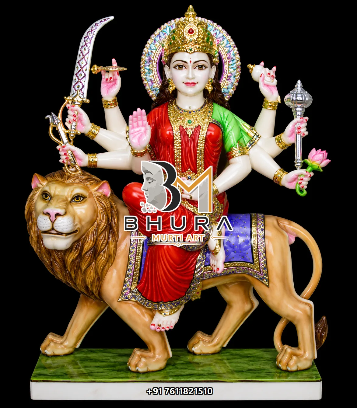 Durga Maa Red Saree Tiger Variant Collection - design variant 3