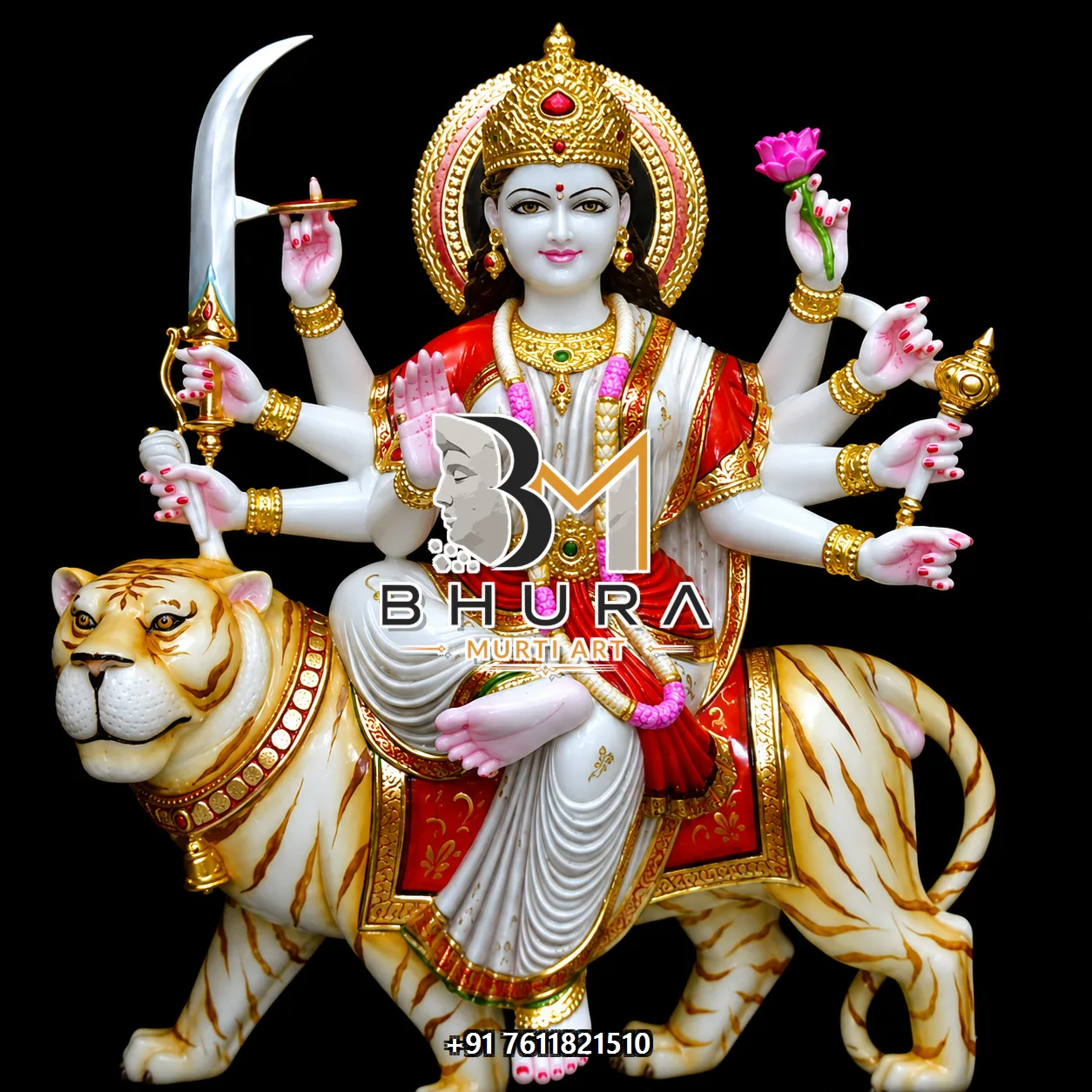 Durga Maa Shwet Marble Lion Collection - design variant 2
