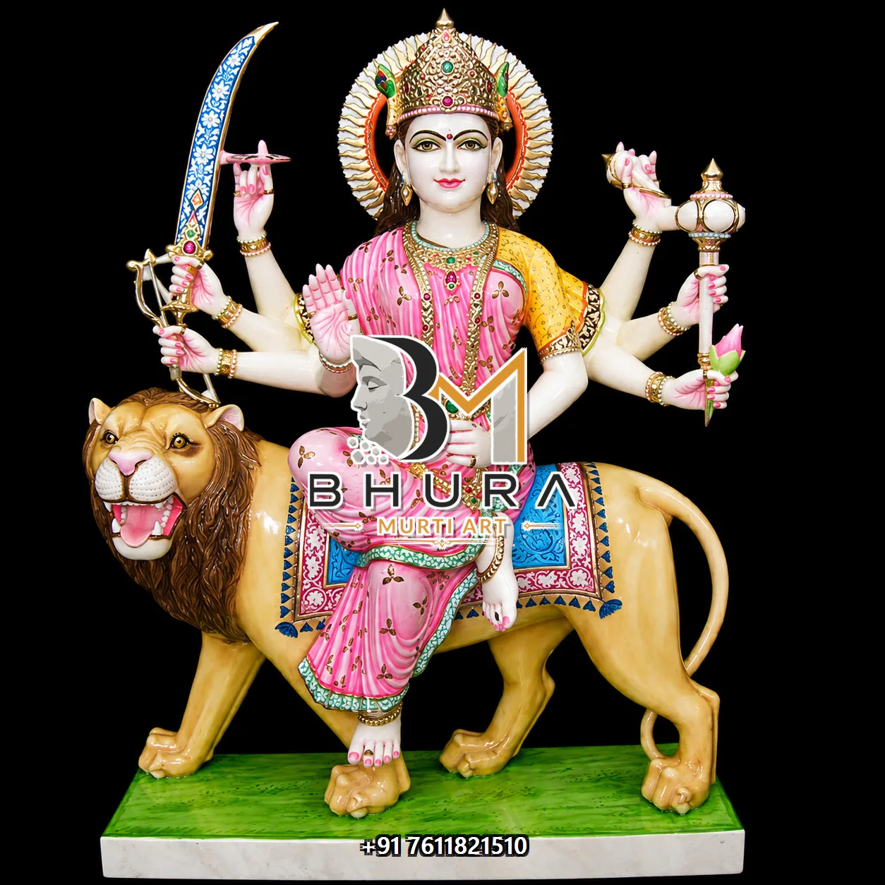 Durga Maa Pink Gold Lion Variant Collection - design variant 2