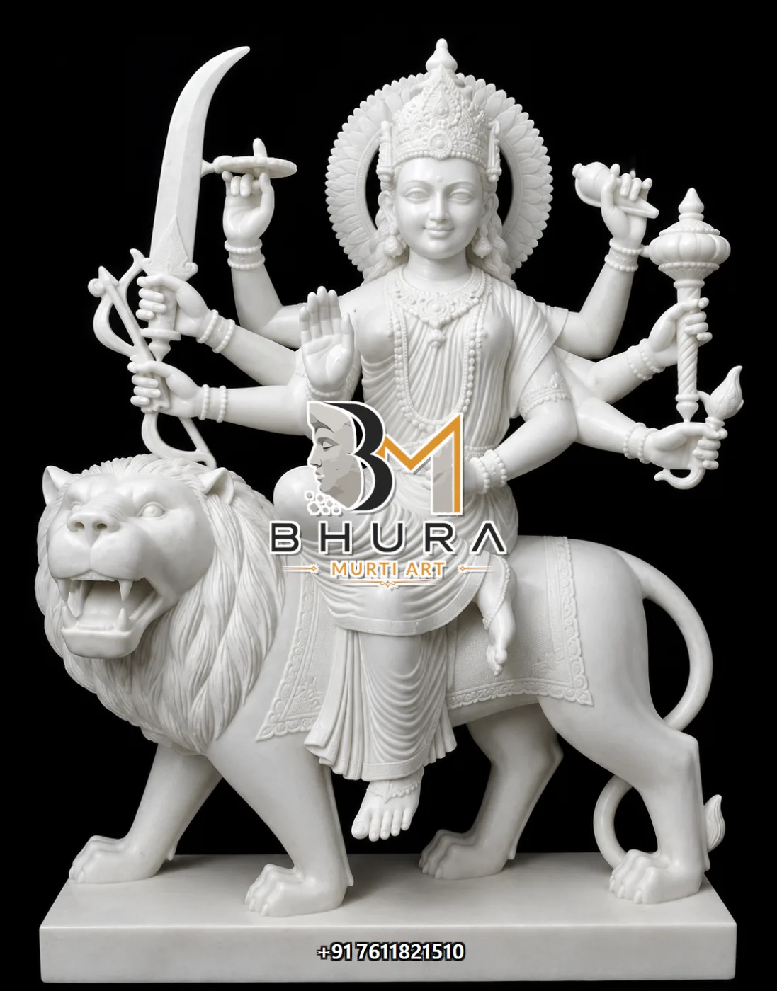 Durga Maa Natural Makrana Lion Collection - design variant 5