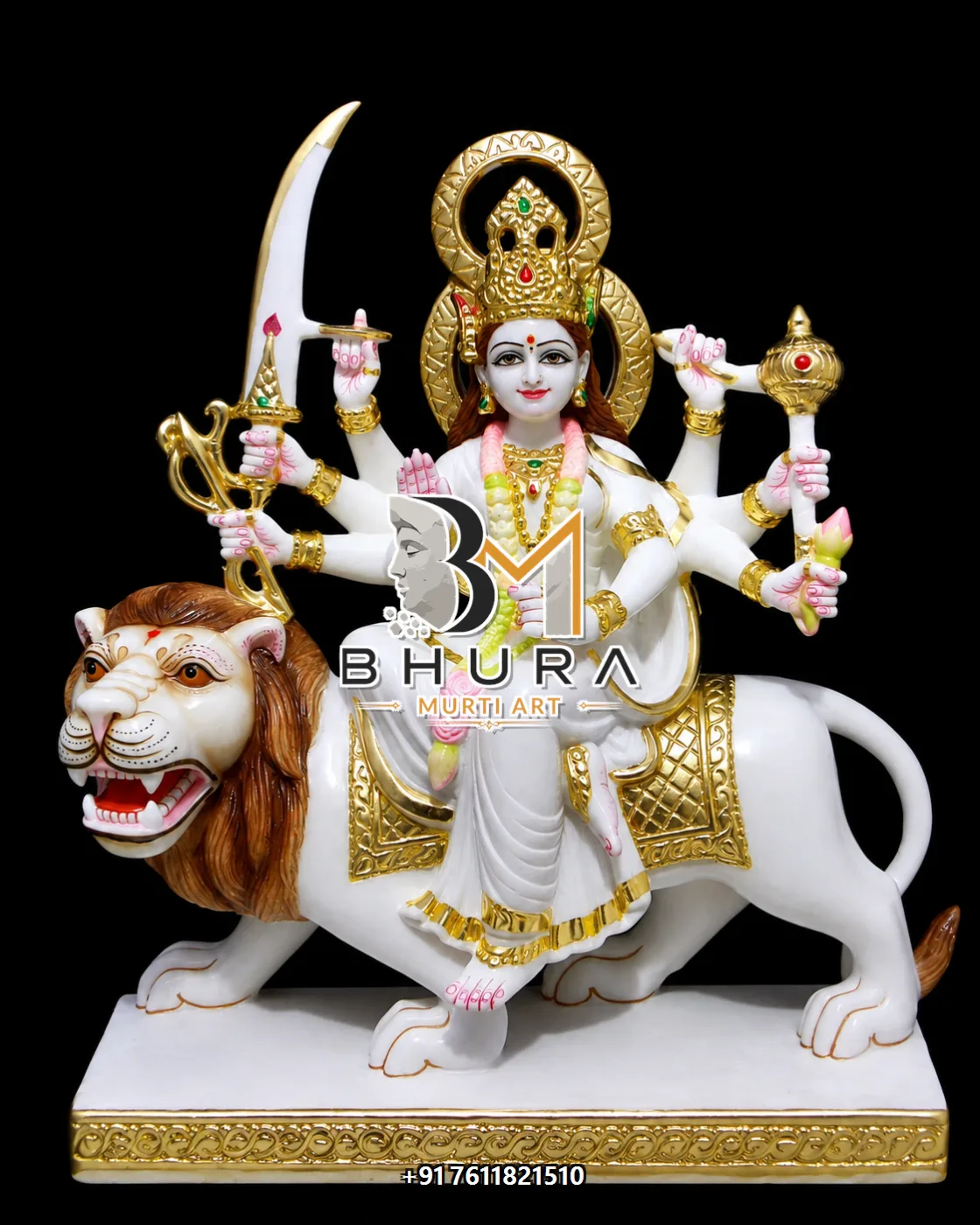 Durga Maa Ivory Gold Lion Variant Collection - design variant 2
