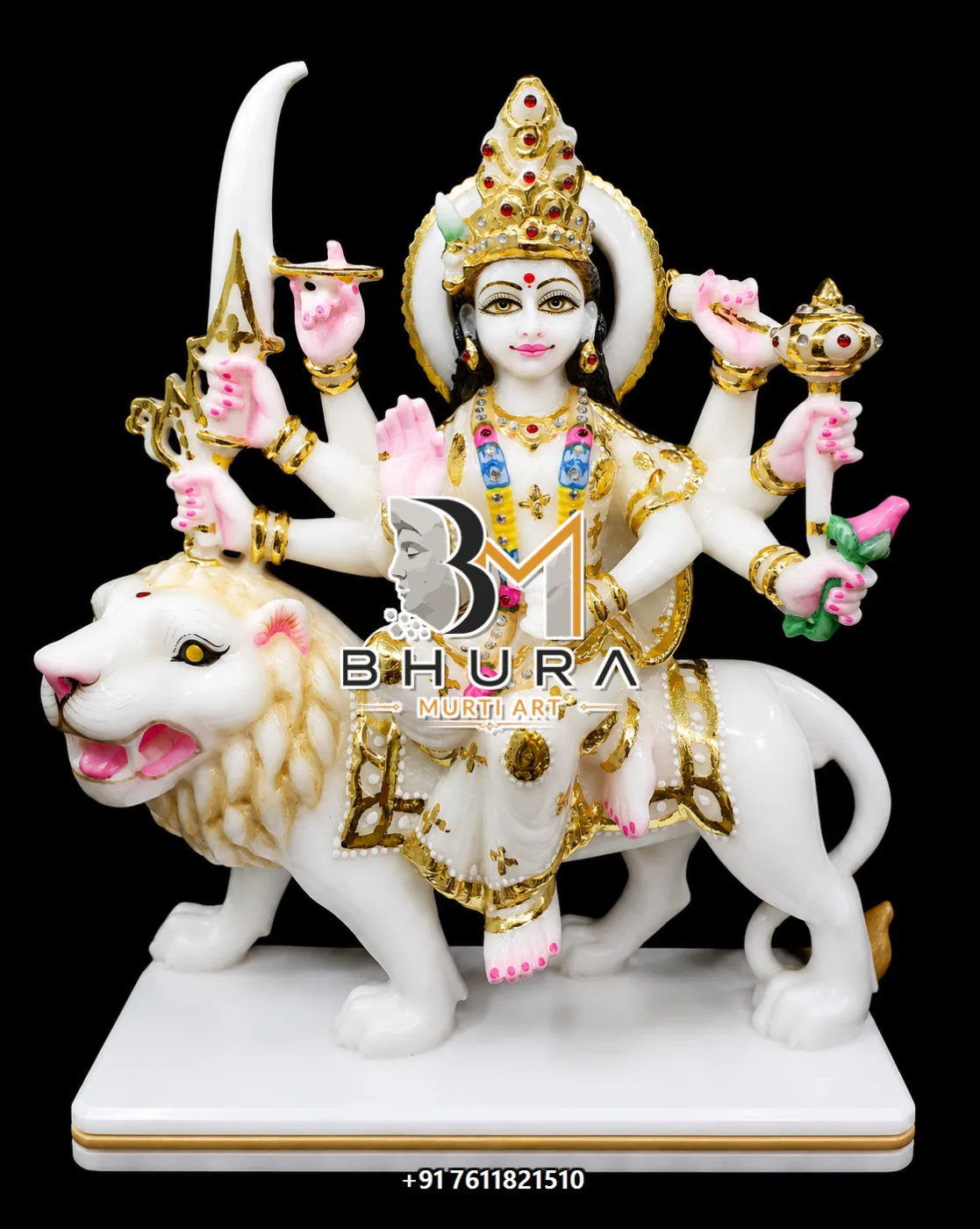 Durga Maa White Gold Royal Collection - design variant 4