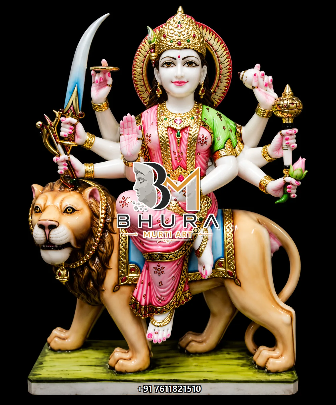 Durga Maa Pink Saree Marble Collection - design variant 3