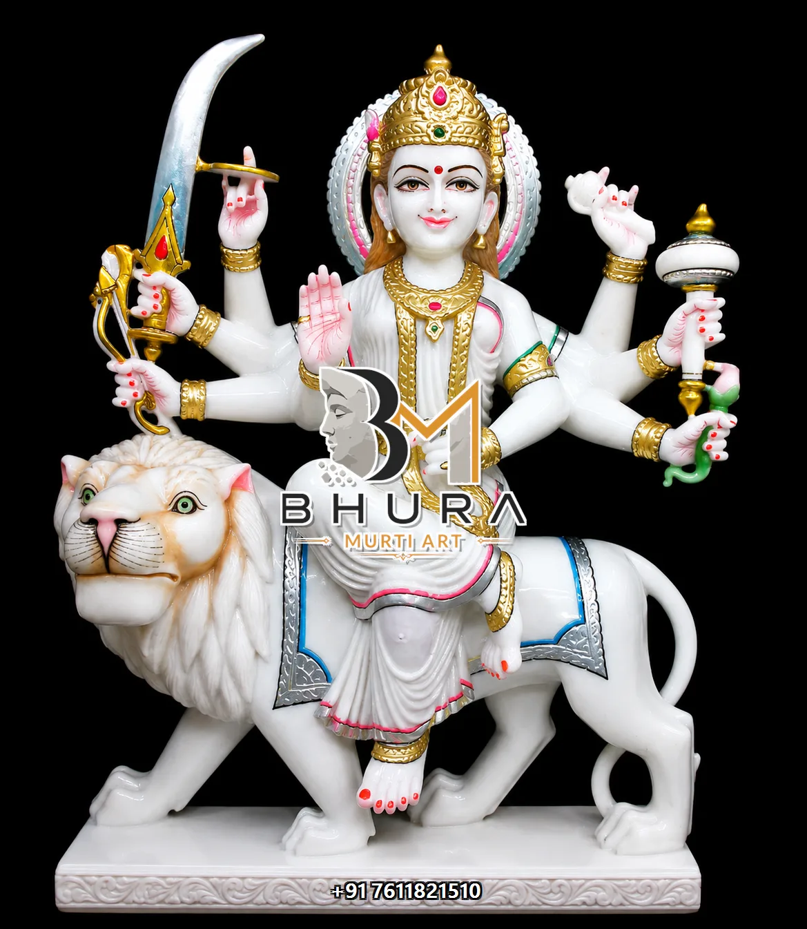 Durga Maa Divine White Lion Collection - design variant 4