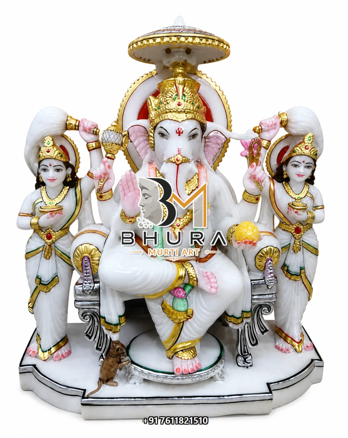 Shwet Marble Ganesha Temple Prabhavali Collection - design variant 4