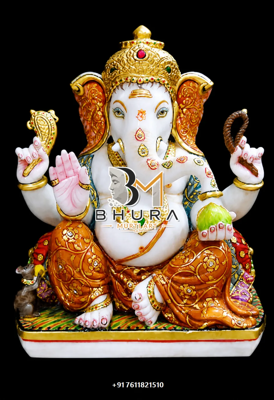 White Gold Ganesha Royal Throne Collection - design variant 3
