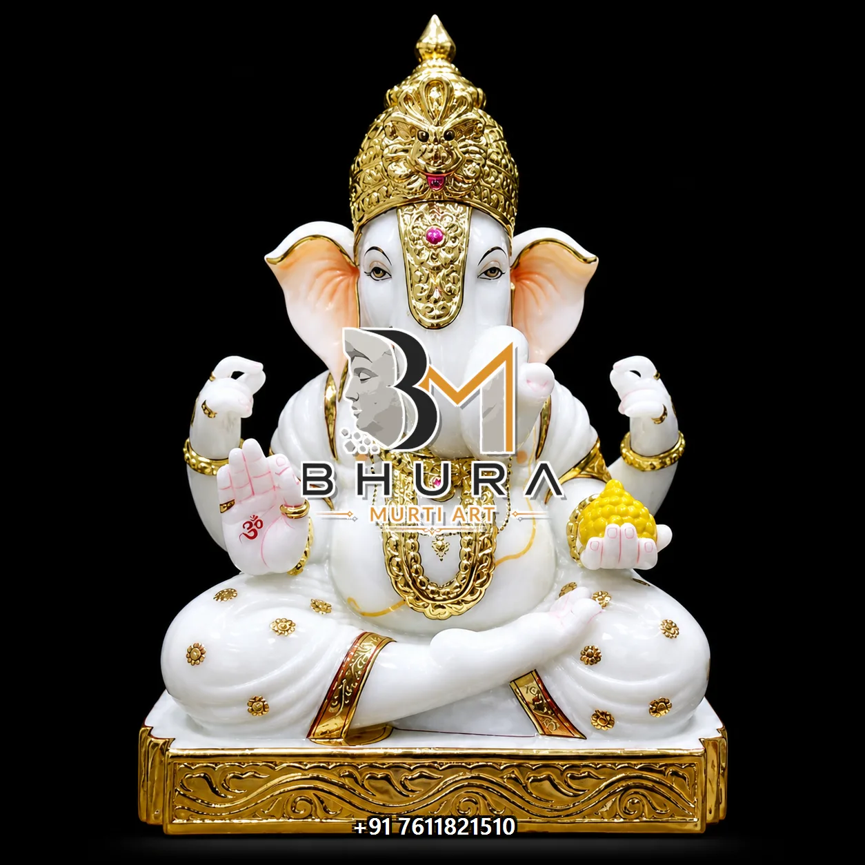 White Marble Ganesha Crowned Variant Collection - design variant 2