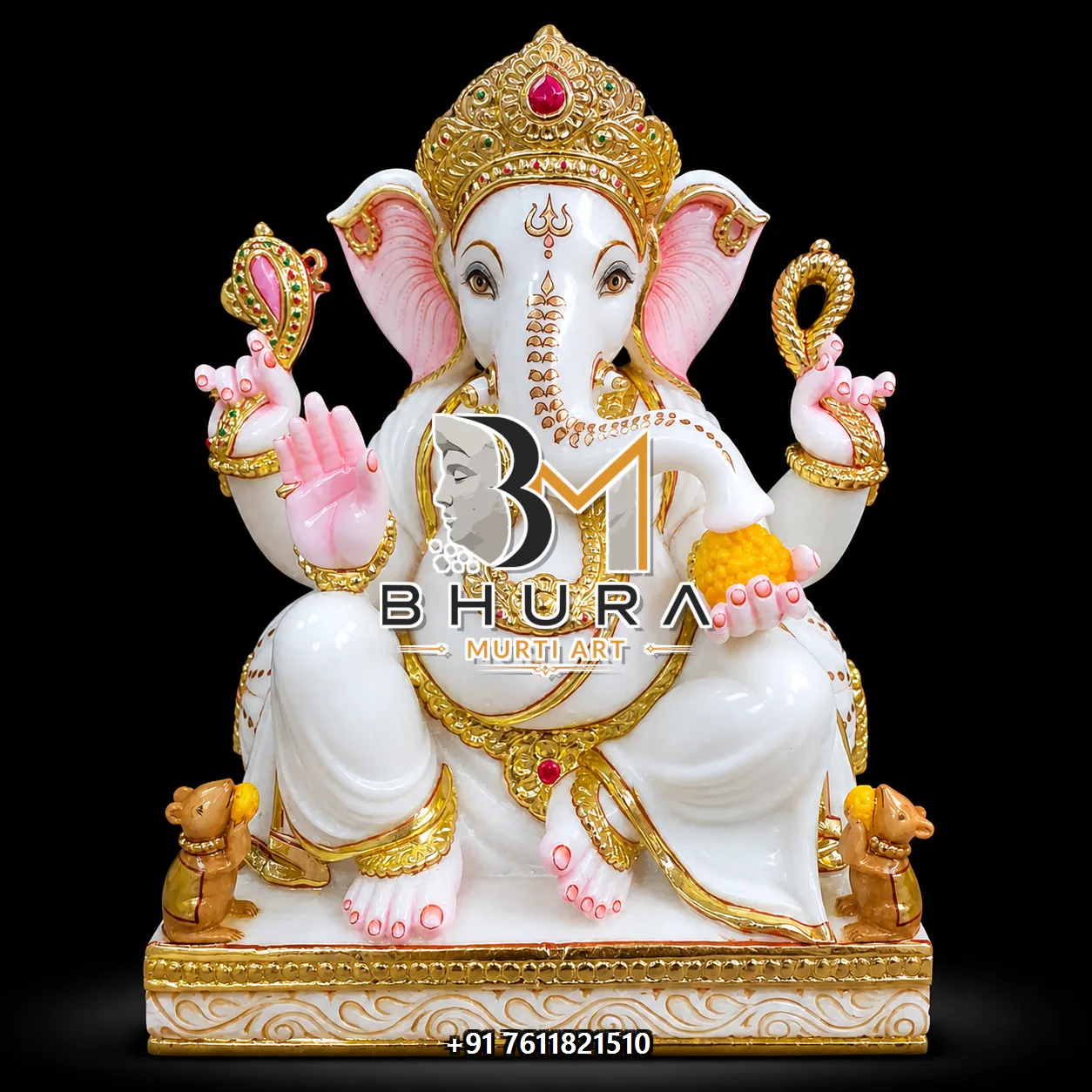 White Marble Ganesha Crowned Variant Collection - design variant 3