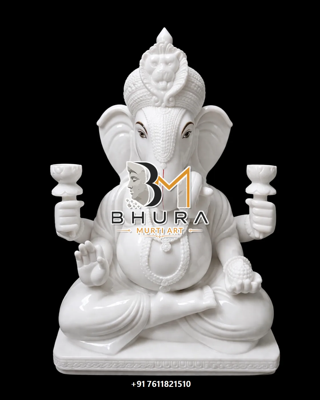 White Marble Ganesha Crowned Variant Collection - design variant 4