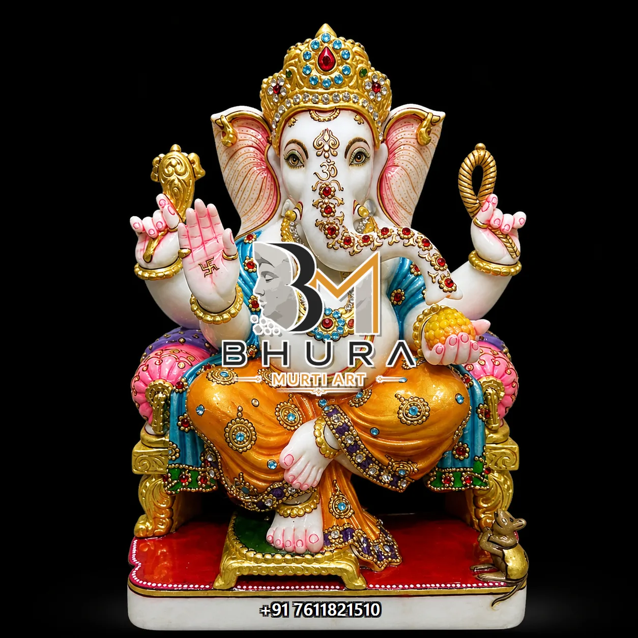 White Marble Ganesha Crowned Variant Collection - design variant 5