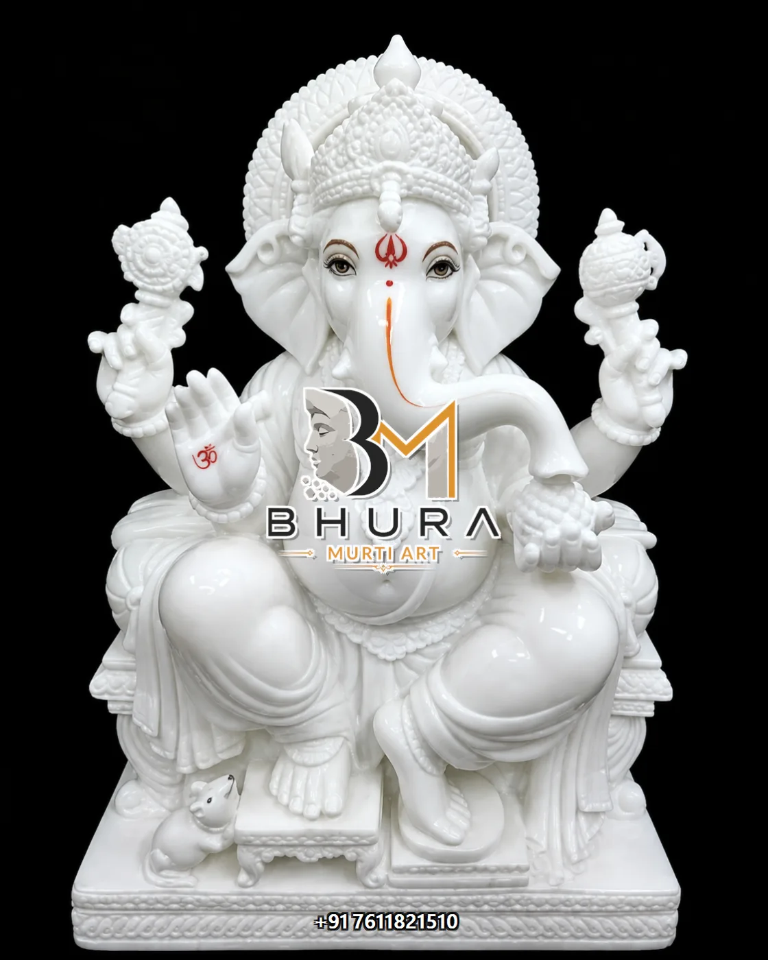 White Marble Ganesha Panchmukhi Halo Collection - design variant 3