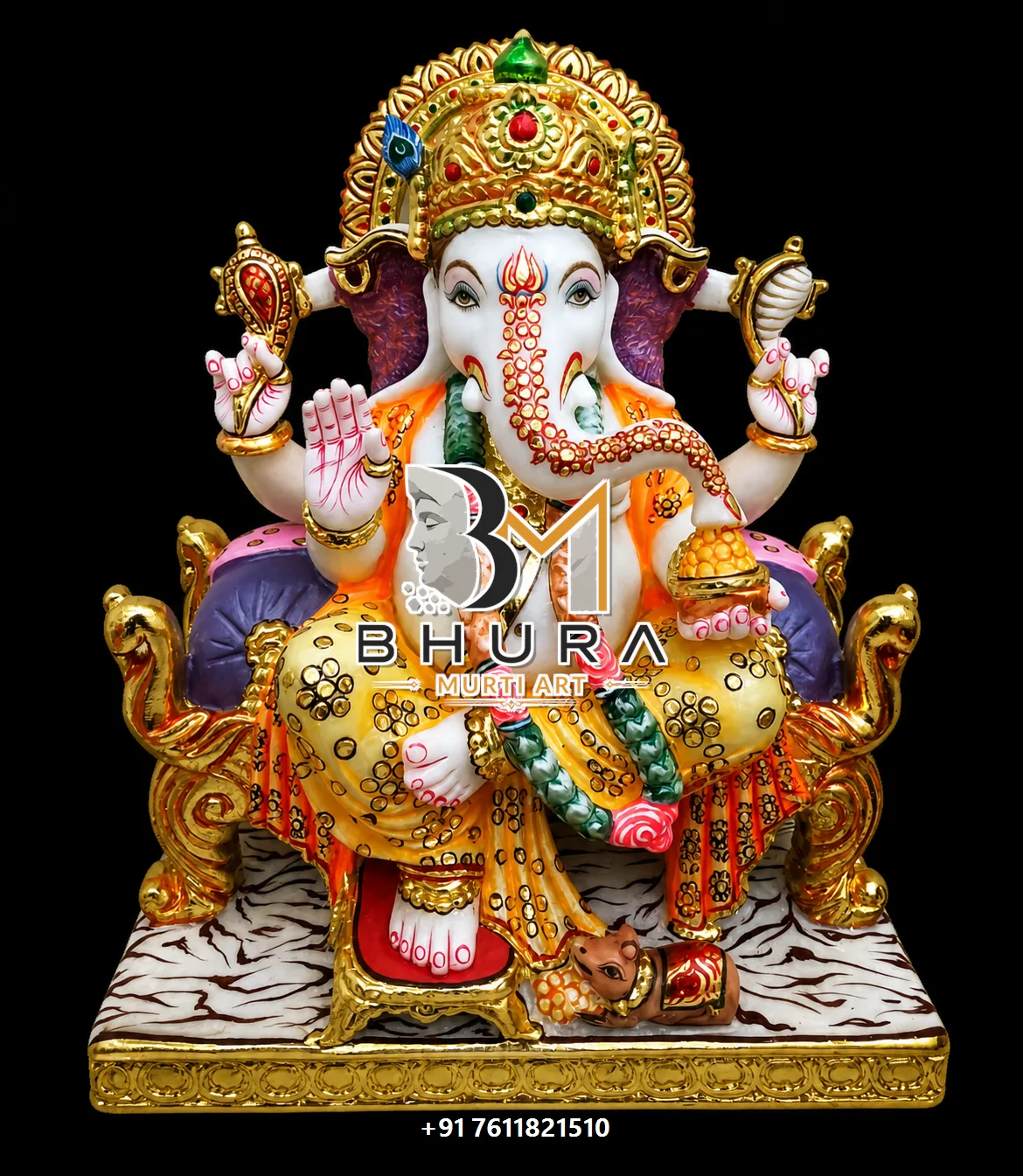White Gold Ganesha Royal Seat Collection - design variant 3