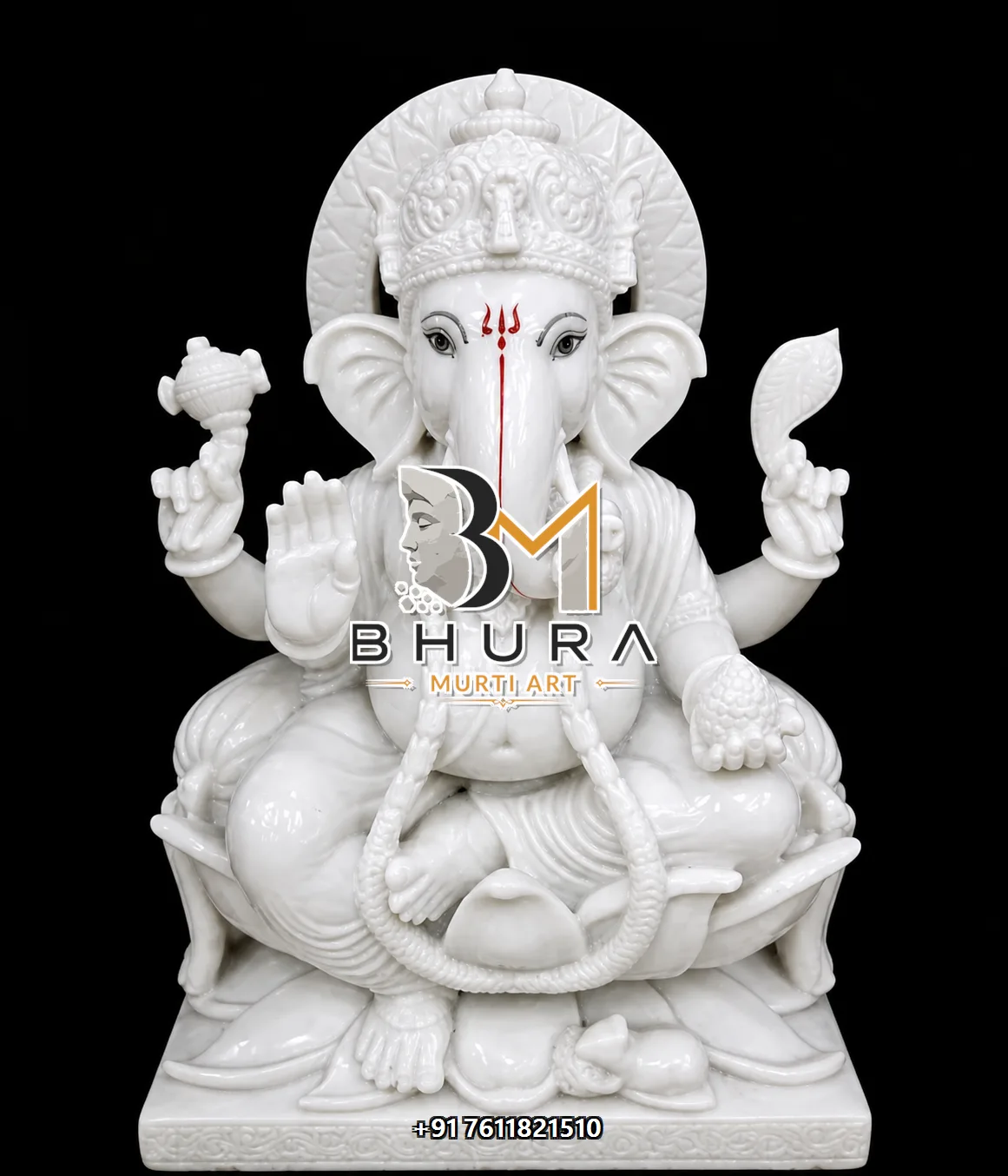 White Gold Ganesha Royal Seat Collection - design variant 4