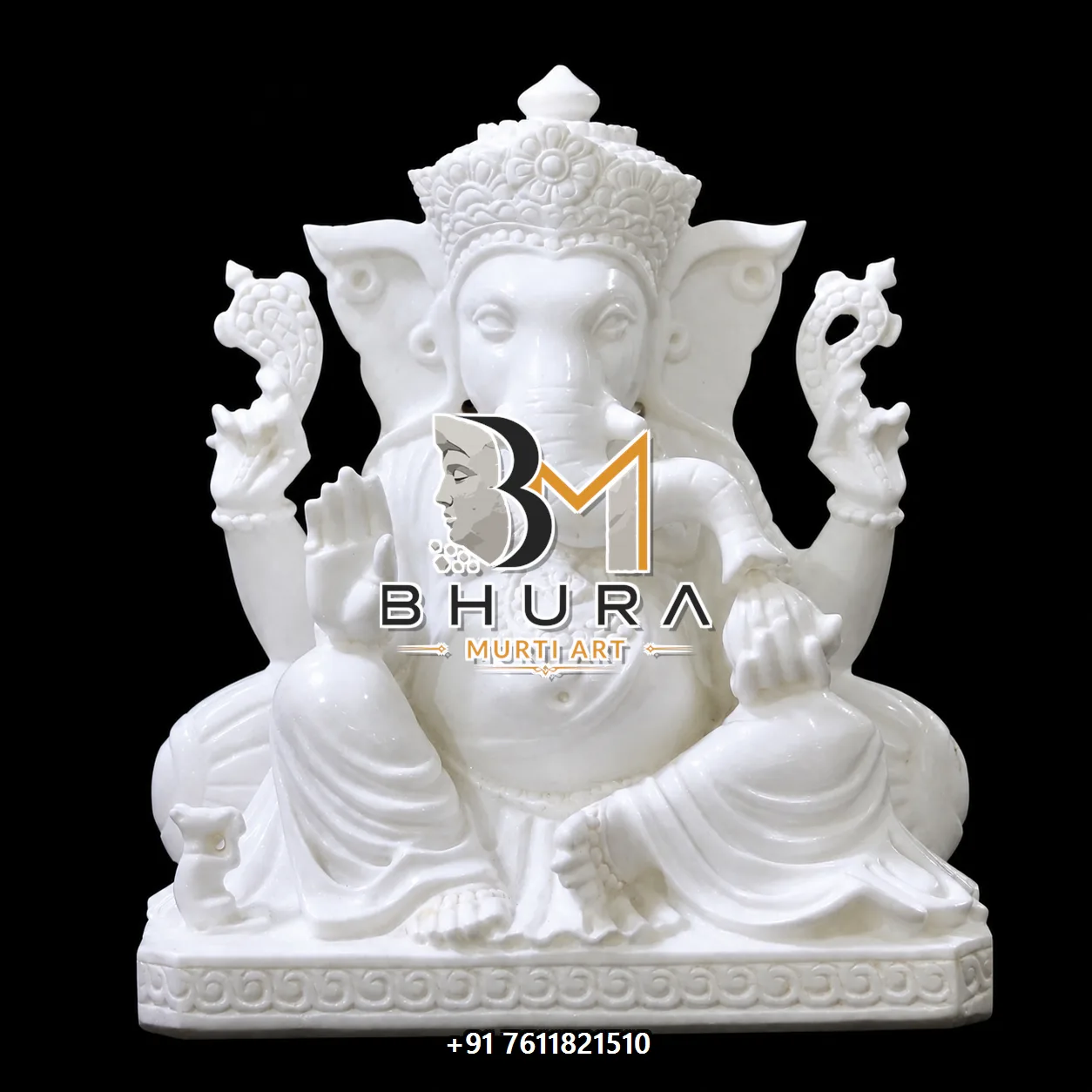 White Marble Ganesha Ornamented Variant Collection - design variant 3