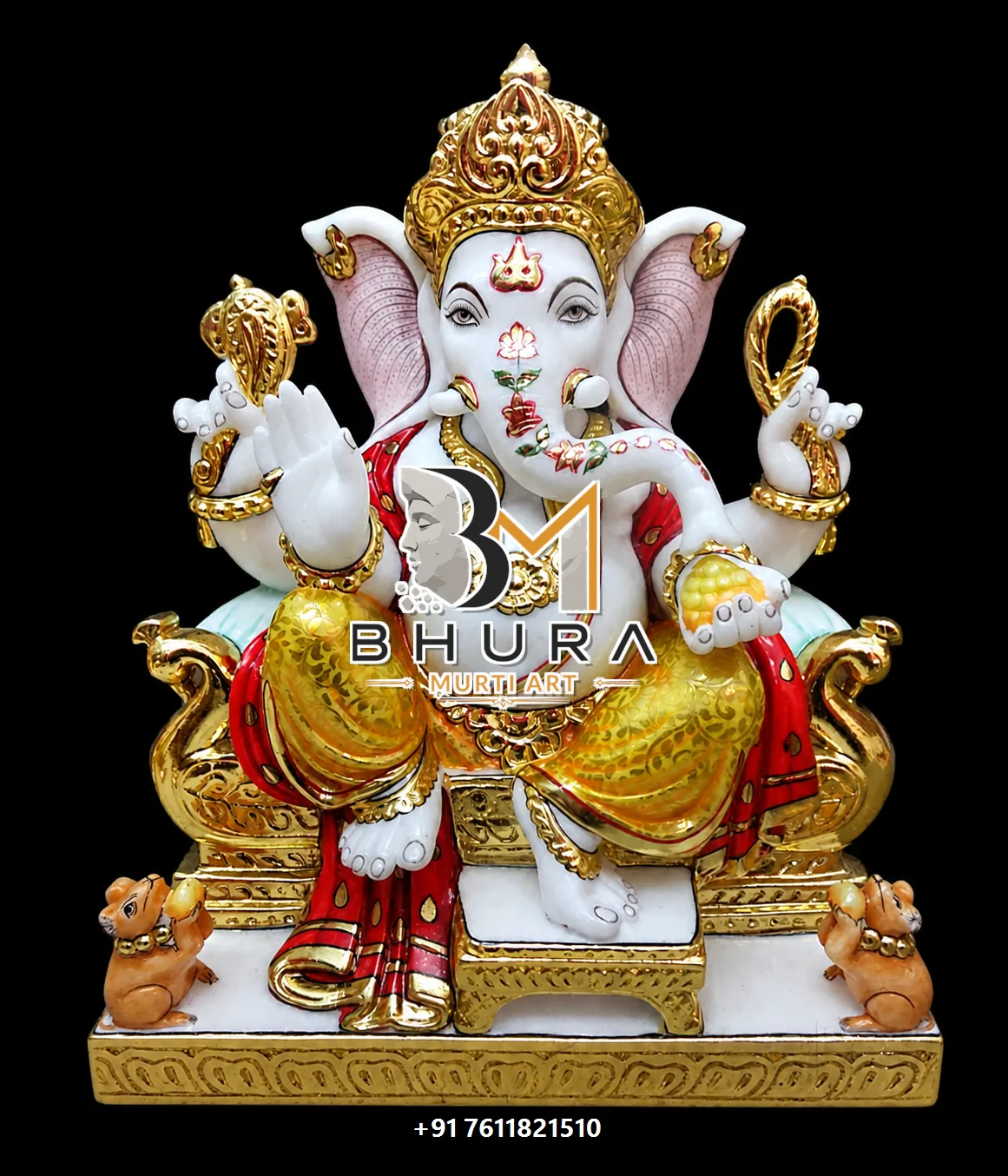 White Marble Ganesha Ornamented Variant Collection - design variant 5
