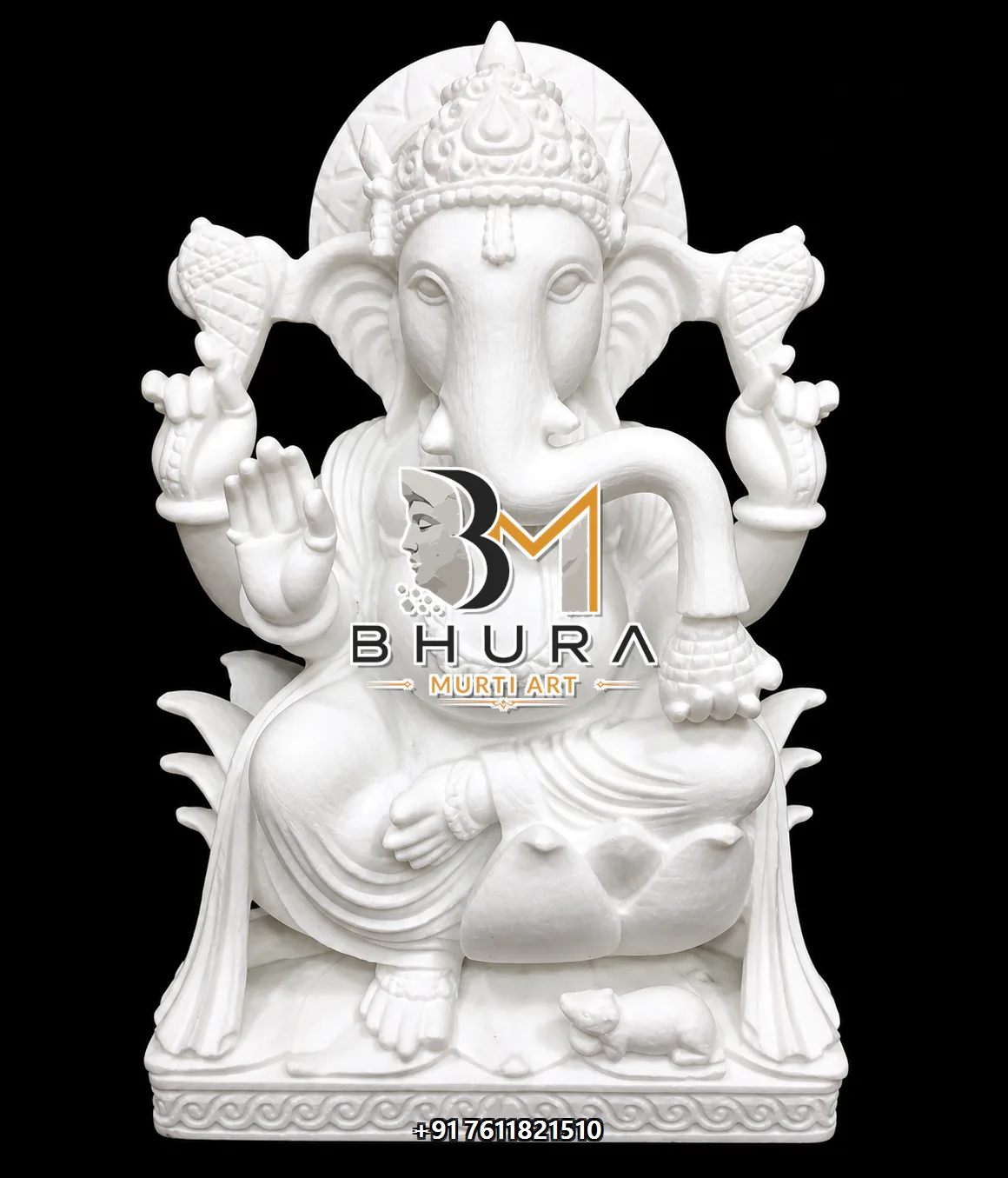 Hand-Carved White Marble Ganesha Collection - design variant 3