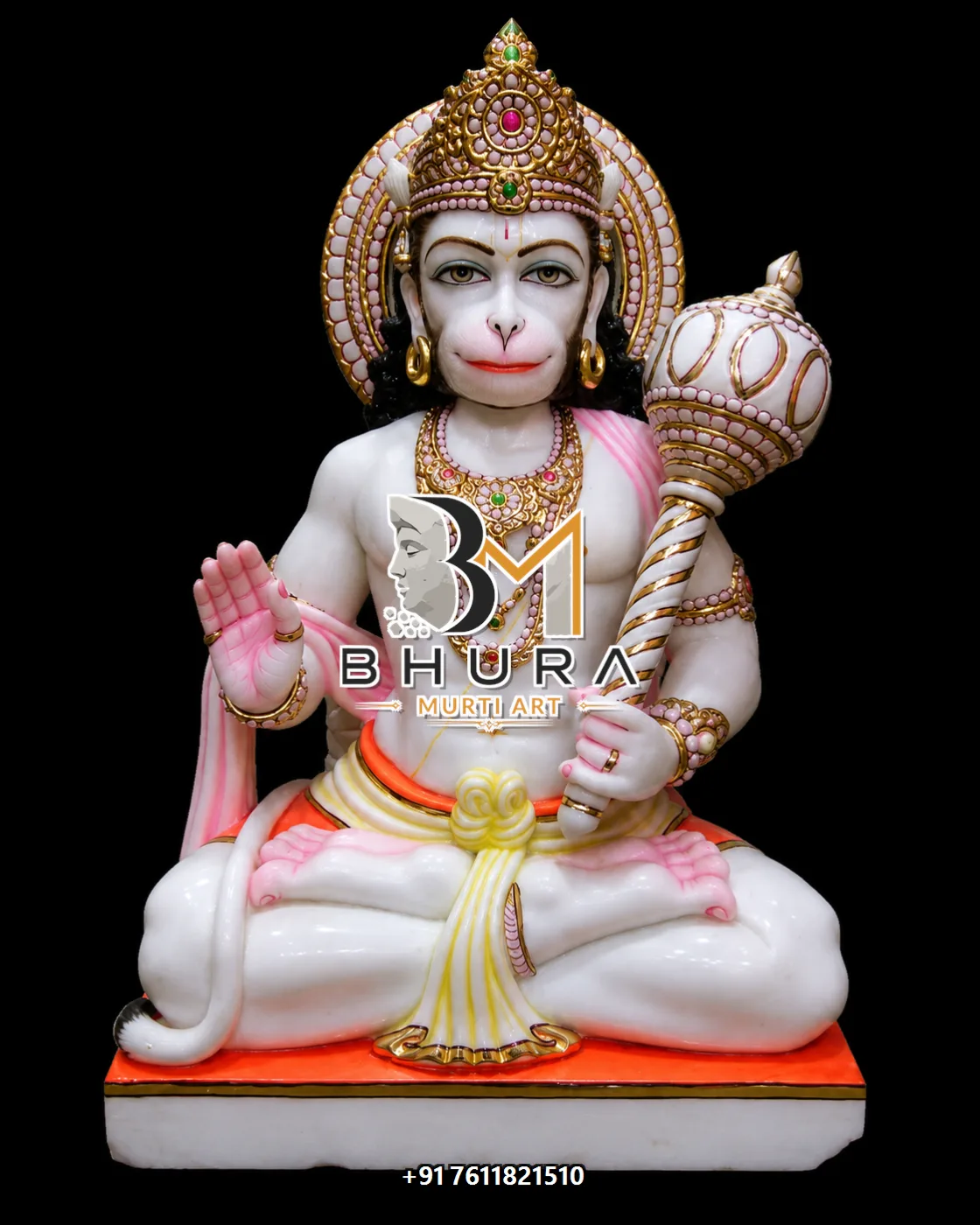 Sitting Hanuman White Gold Meditation Collection - design variant 3