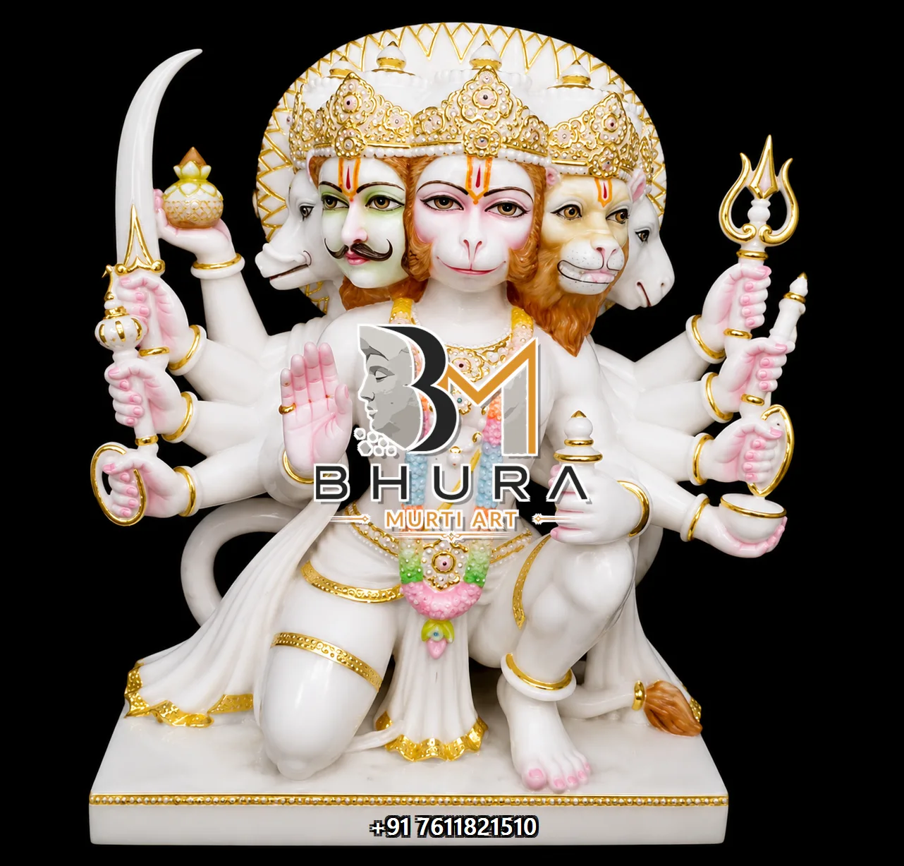 Panchmukhi Hanuman Sitting White Gold Collection - design variant 3
