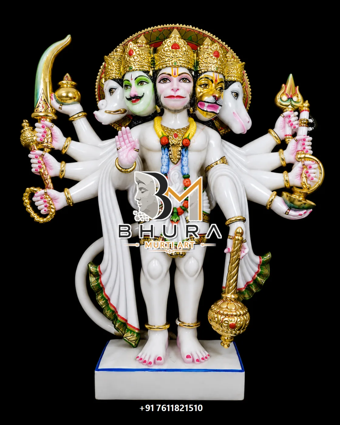 Panchmukhi Hanuman Standing White Gold Collection - design variant 2