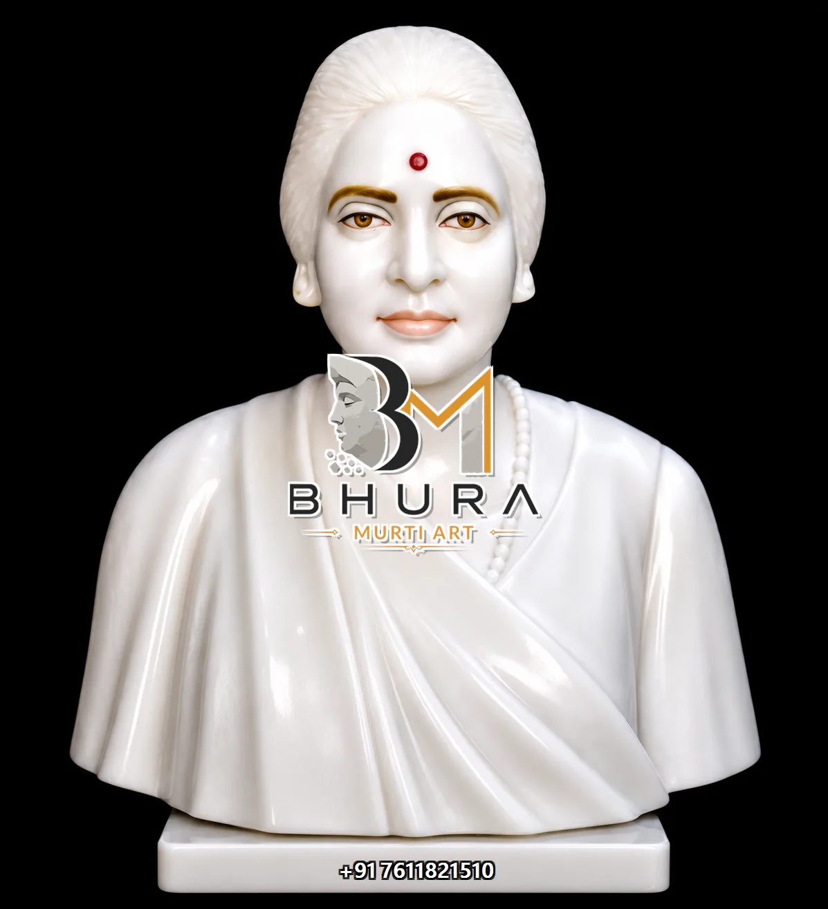 Indian Leader White Marble Bust Collection - handcrafted design variant 4