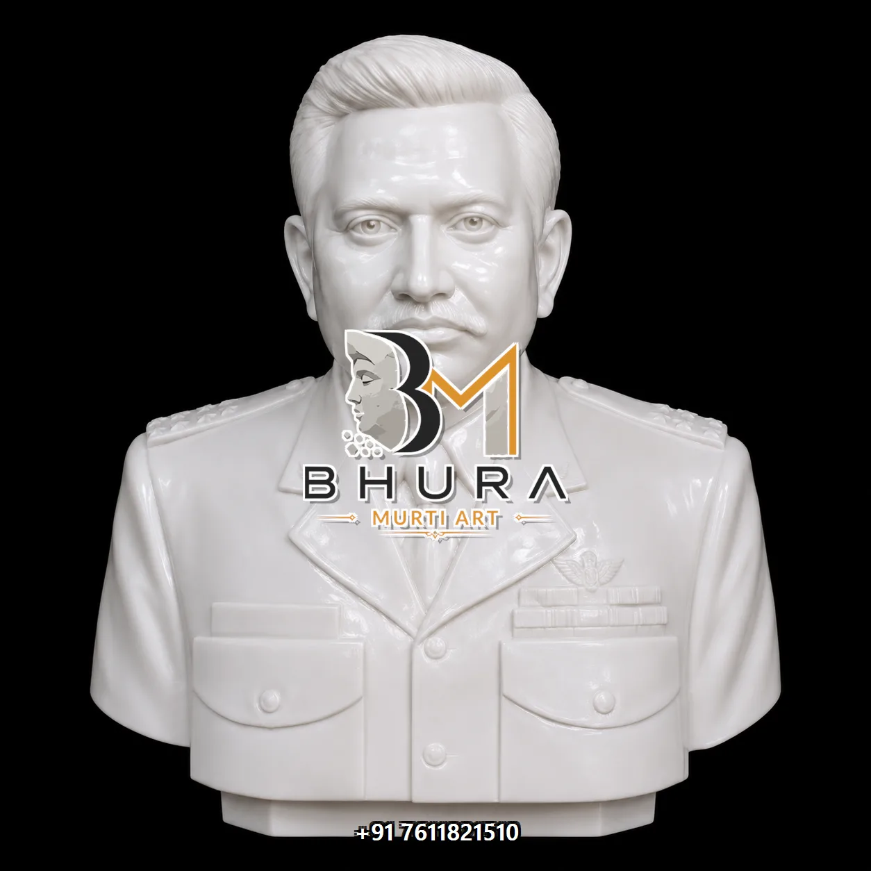 Indian Leader White Marble Bust Collection - handcrafted design variant 5