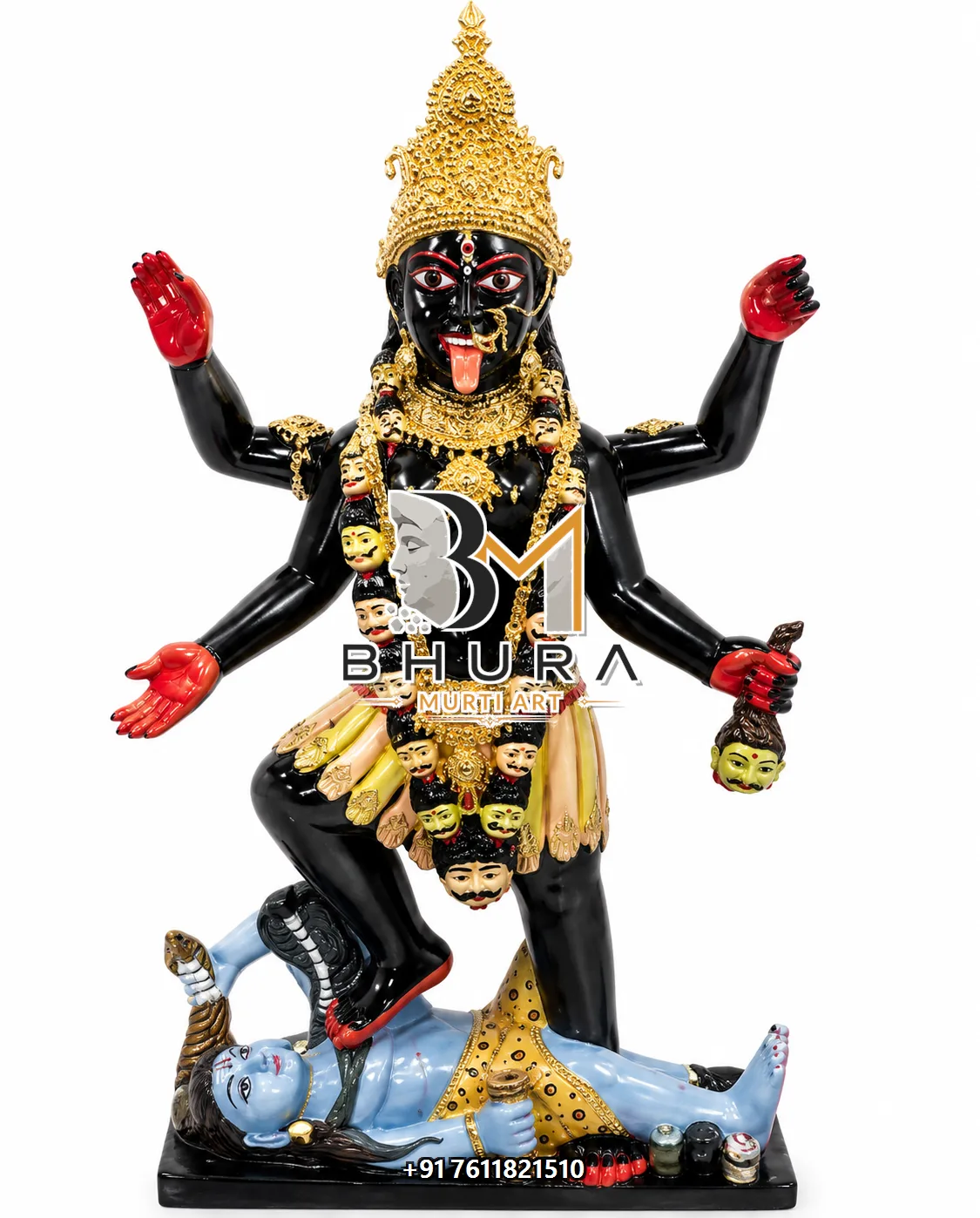Kali Mata Four-Armed Divine Sculpture - marble statue design view 2