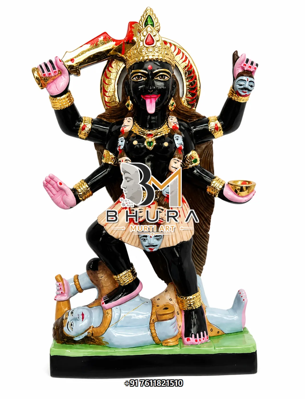 Kali Mata Four-Armed Divine Sculpture - marble statue design view 3