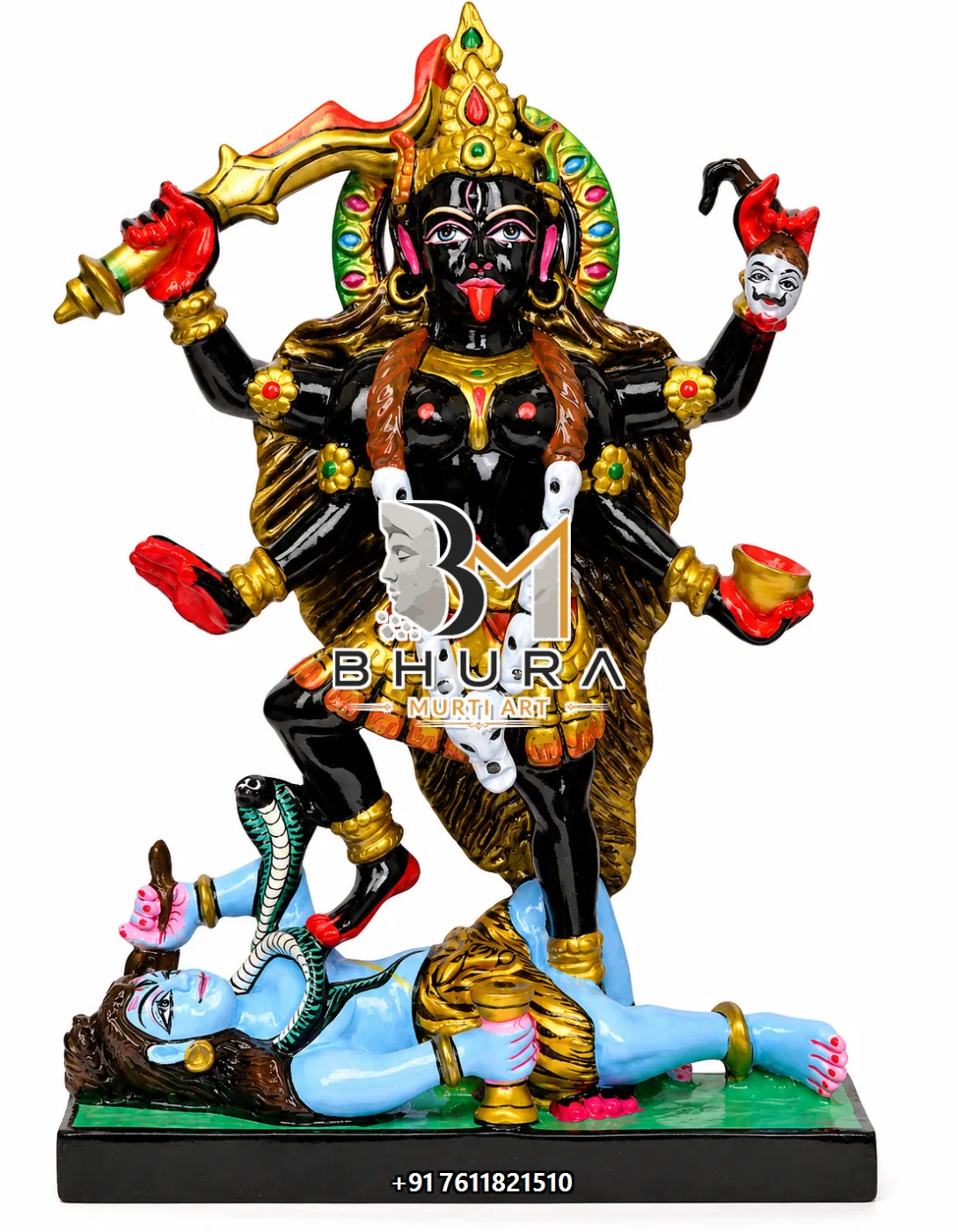 Kali Mata Four-Armed Divine Sculpture - marble statue design view 4