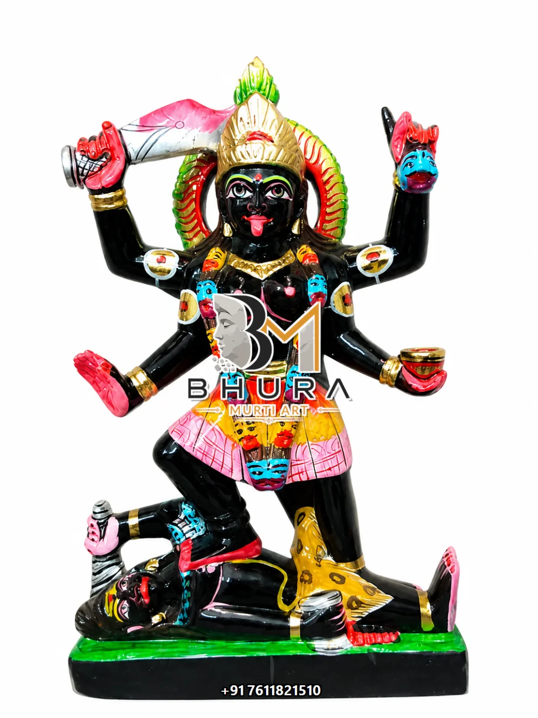Kali Mata Four-Armed Divine Sculpture - marble statue design view 5