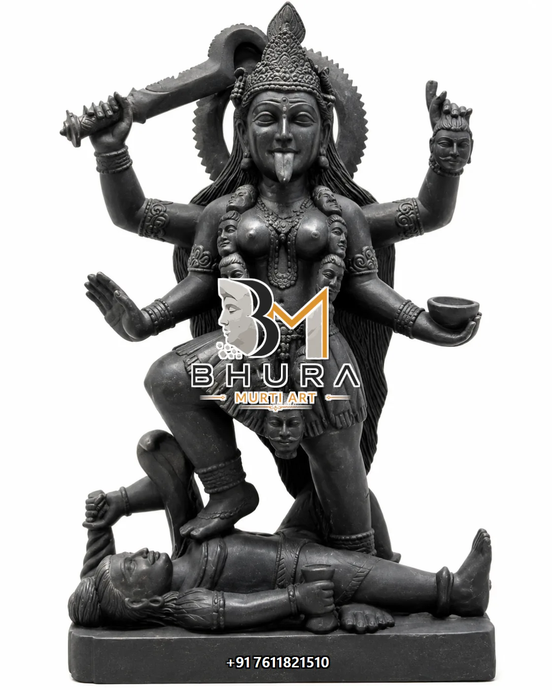 Traditional Kali Maa Standing on Shiva Statue - marble statue design view 2