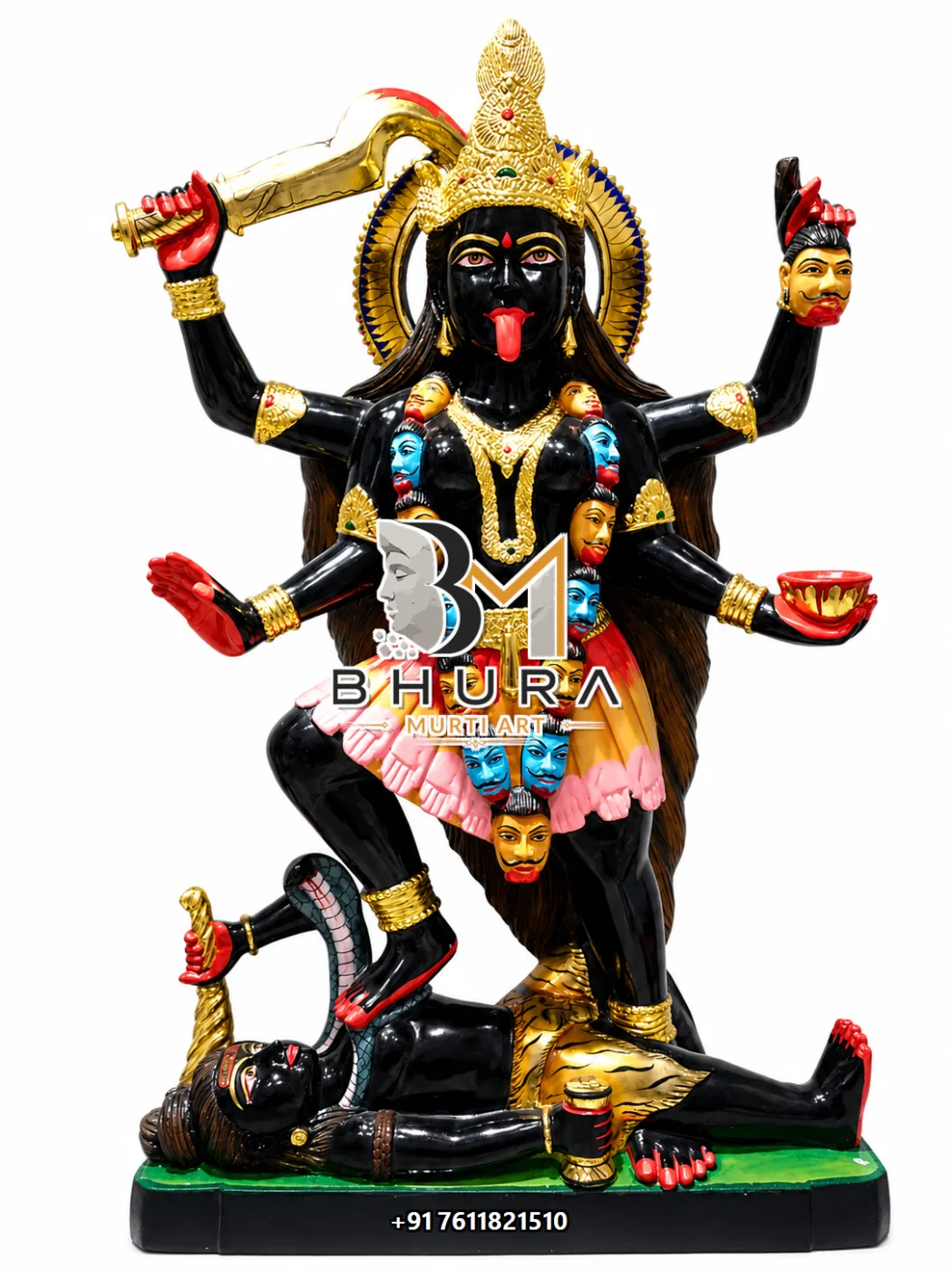 Custom Kali Mata with Shiva Marble Idol - marble statue design view 2