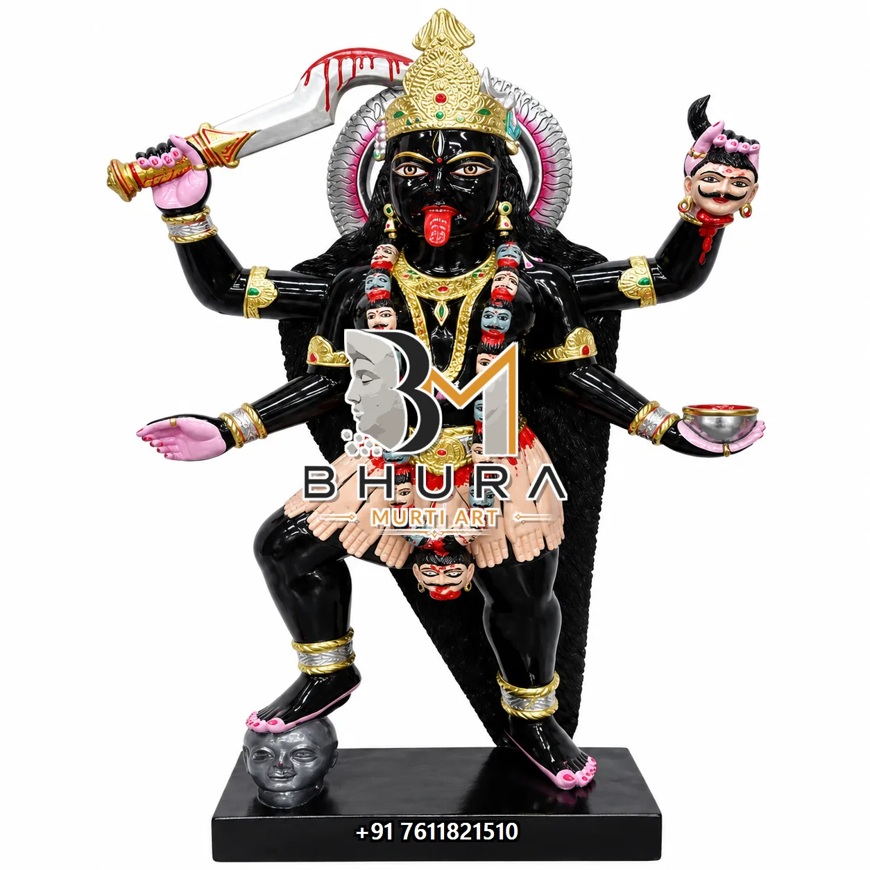 Standing Mahakali Mata Devotional Sculpture - marble statue design view 3
