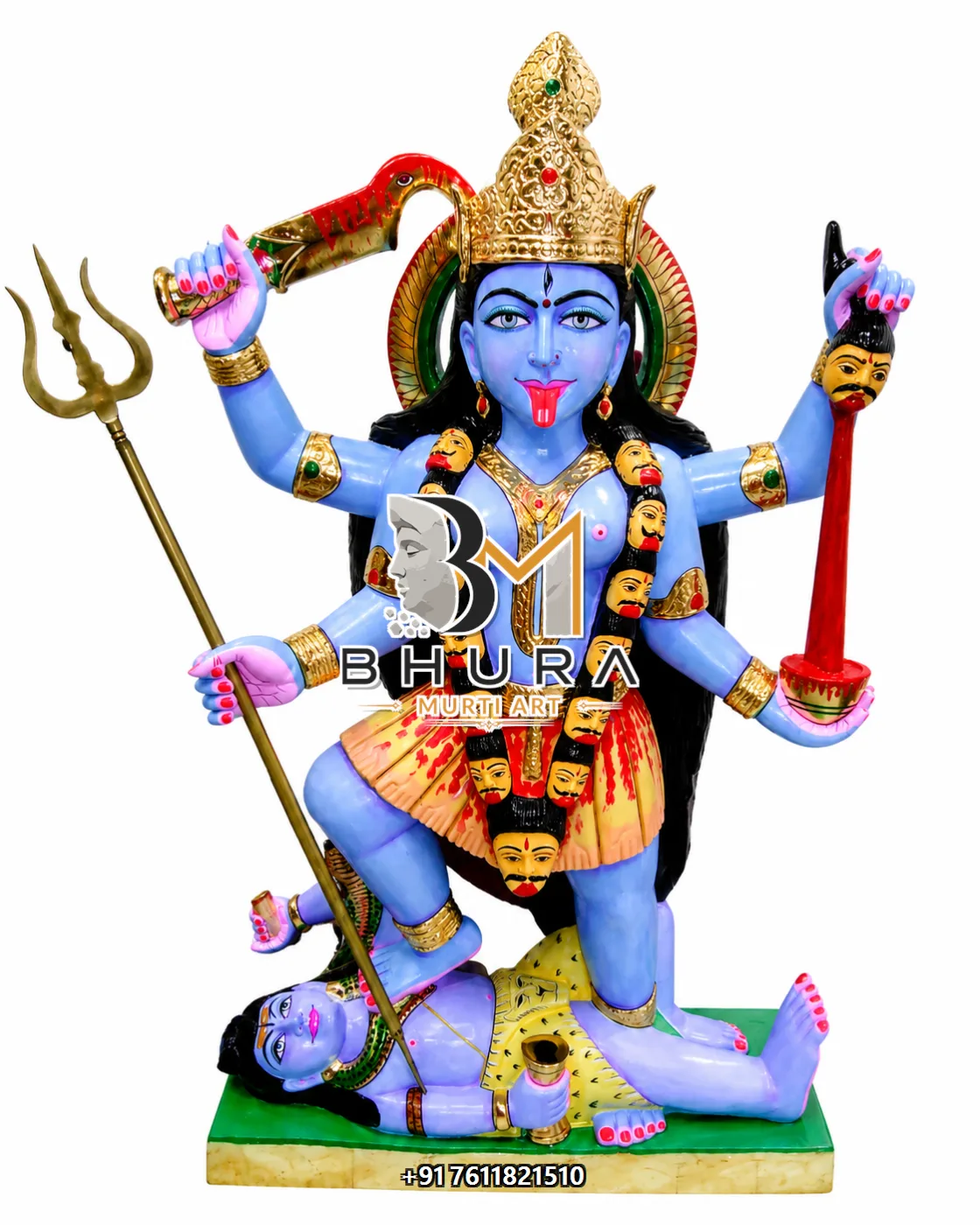Handcrafted Kali Maa Marble Statue - marble statue design view 2