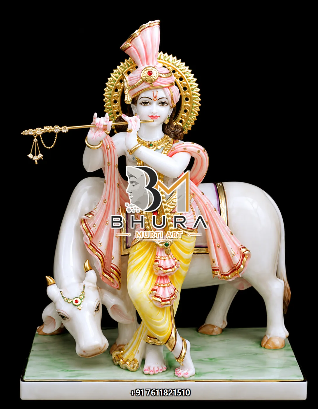 Standing Krishna Flute Statue Collection - handcrafted marble design view 4