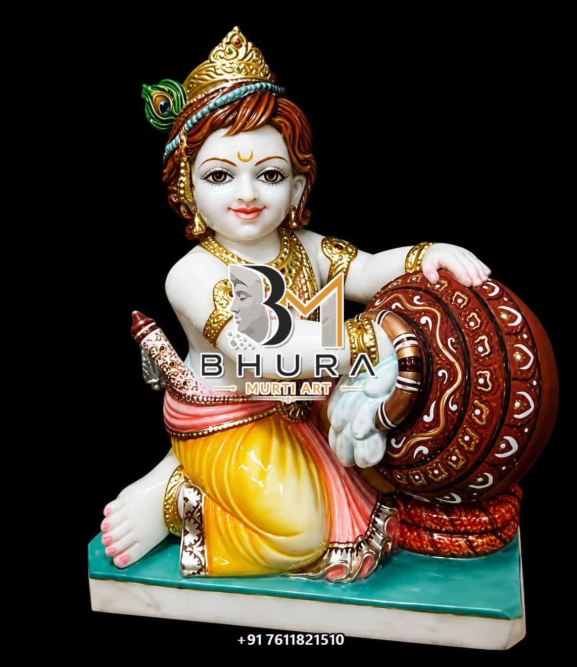 Artistic Shri Krishna Marble Sculpture Collection - handcrafted marble design view 2