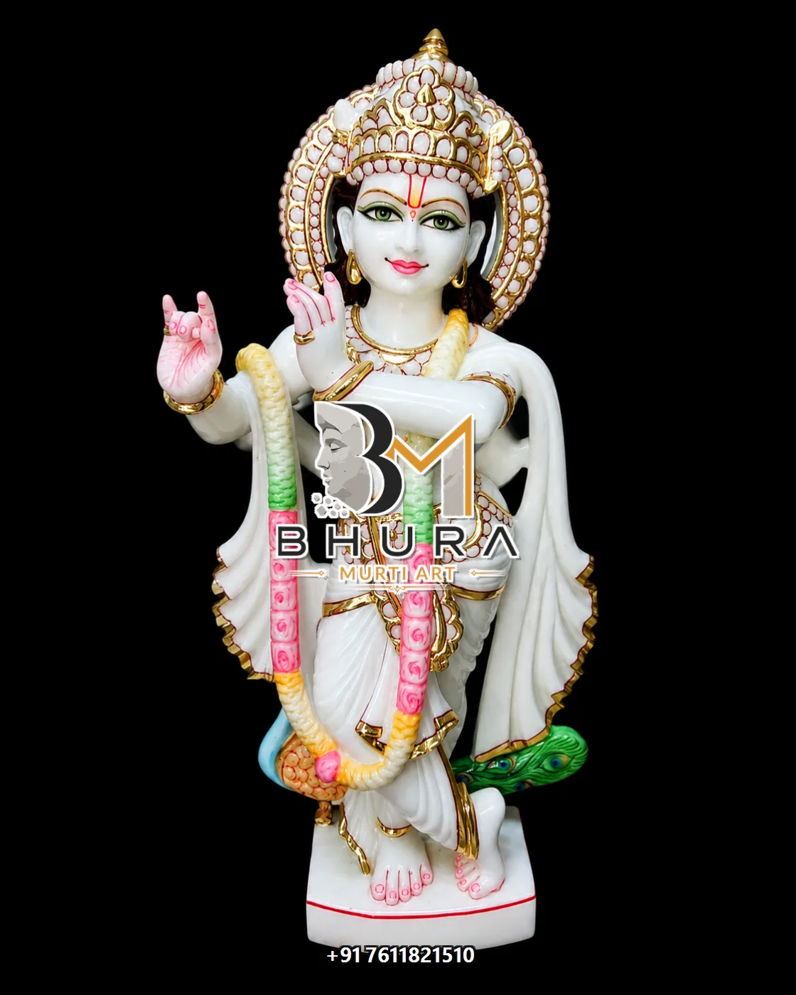 Decorative Lord Krishna Statue Collection - handcrafted marble design view 3