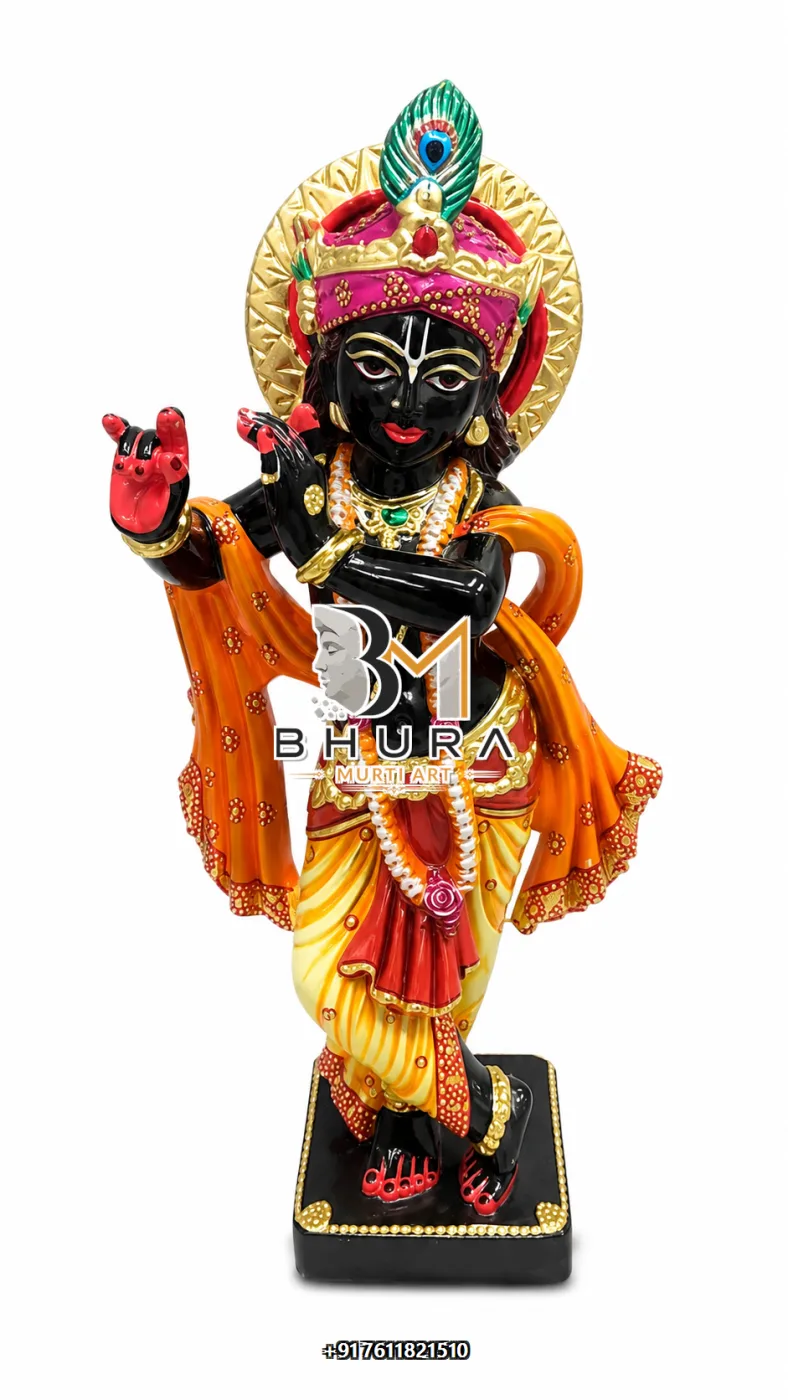 Traditional Krishna Bhagwan Statue Collection - handcrafted marble design view 2