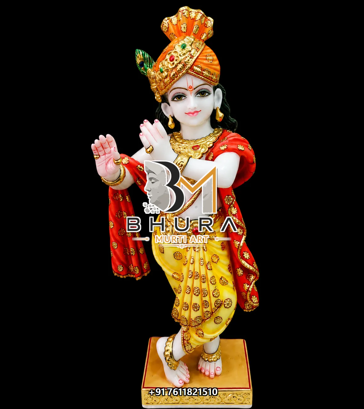 Spiritual Shri Krishna Statue Collection - handcrafted marble design view 2