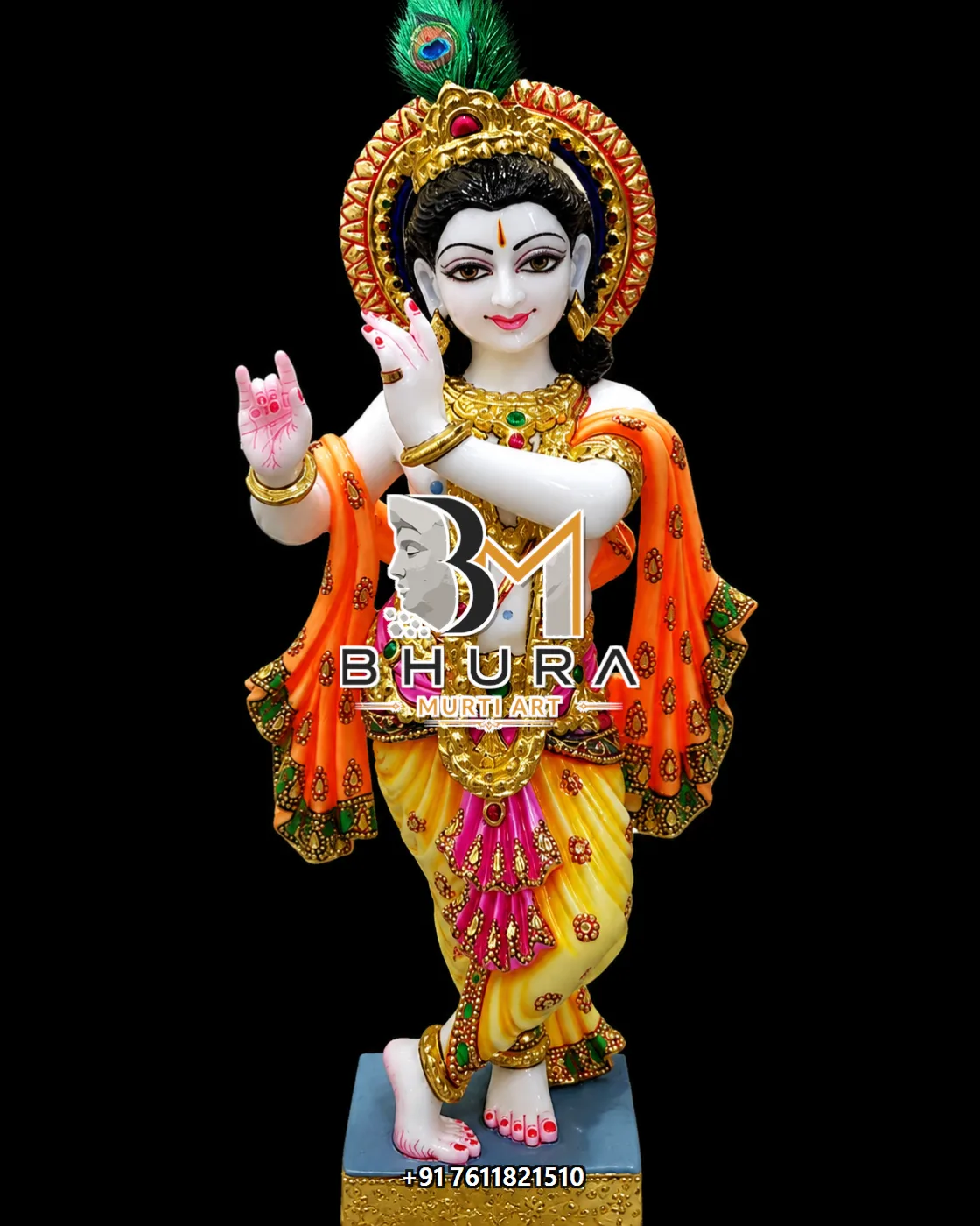 Spiritual Shri Krishna Statue Collection - handcrafted marble design view 3