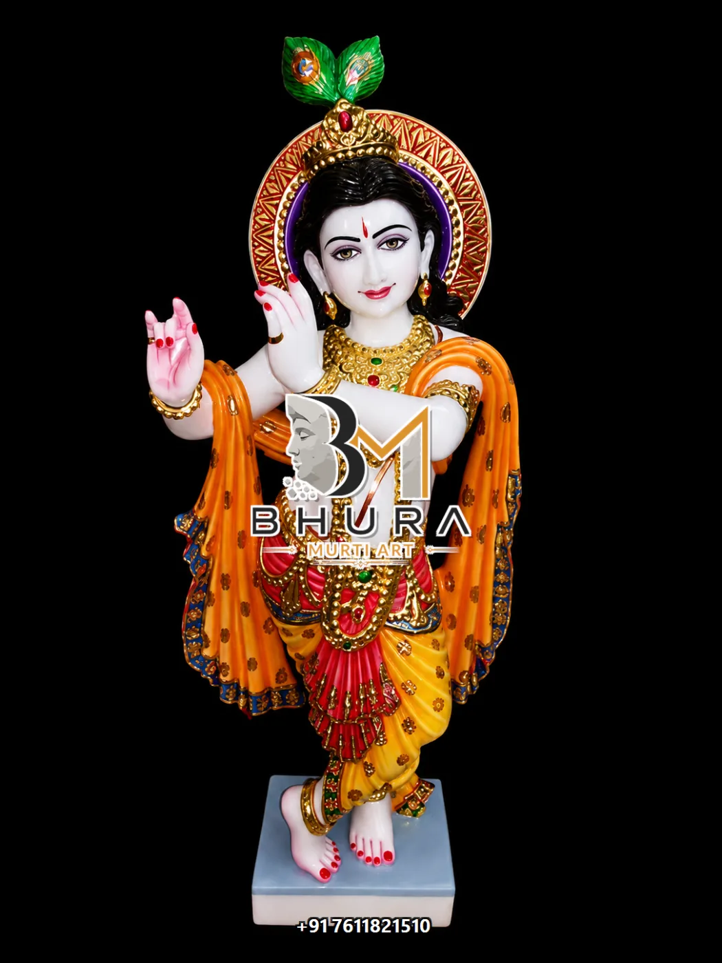 Spiritual Shri Krishna Statue Collection - handcrafted marble design view 4