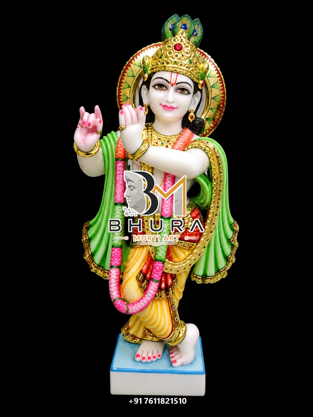 Designer Krishna Marble Sculpture Collection - handcrafted marble design view 4