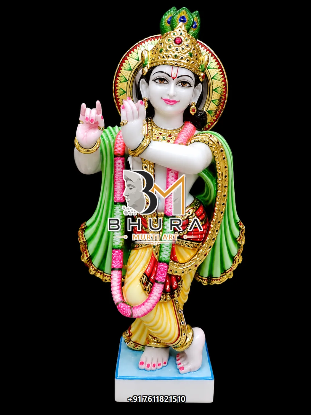 Designer Krishna Marble Sculpture Collection - handcrafted marble design view 5