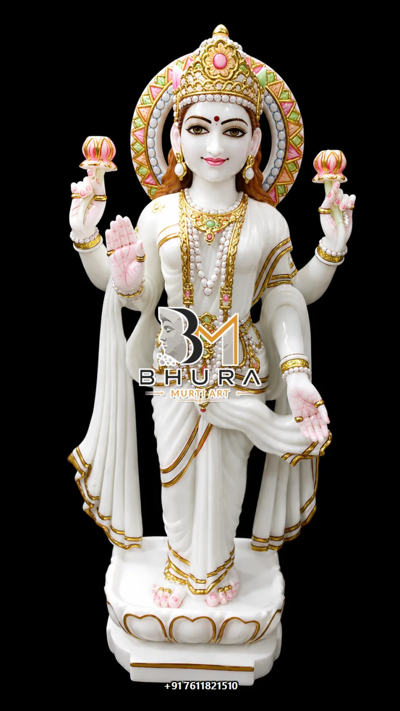 Handcrafted Laxmi Mata Marble Statue Collection - handcrafted marble design view 2