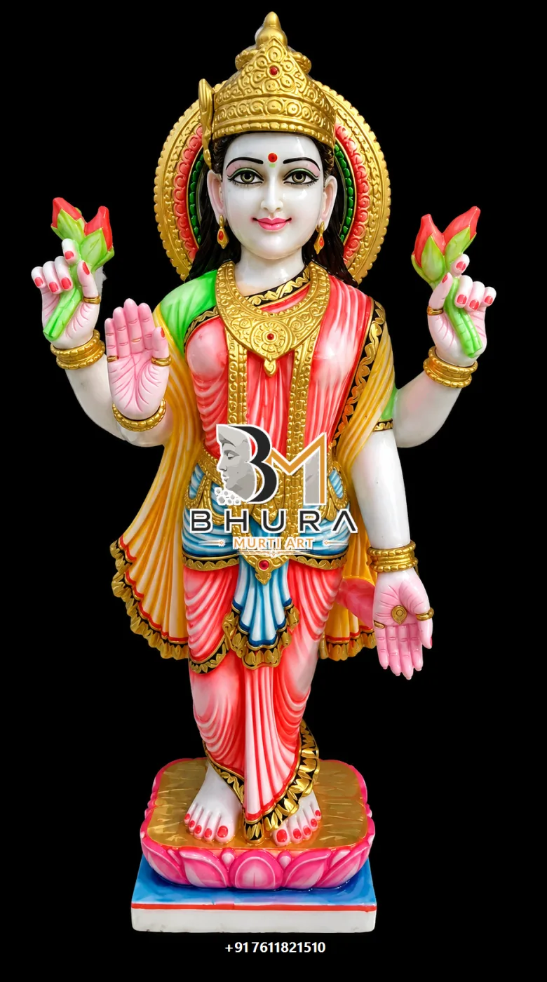 Handcrafted Laxmi Mata Marble Statue Collection - handcrafted marble design view 3