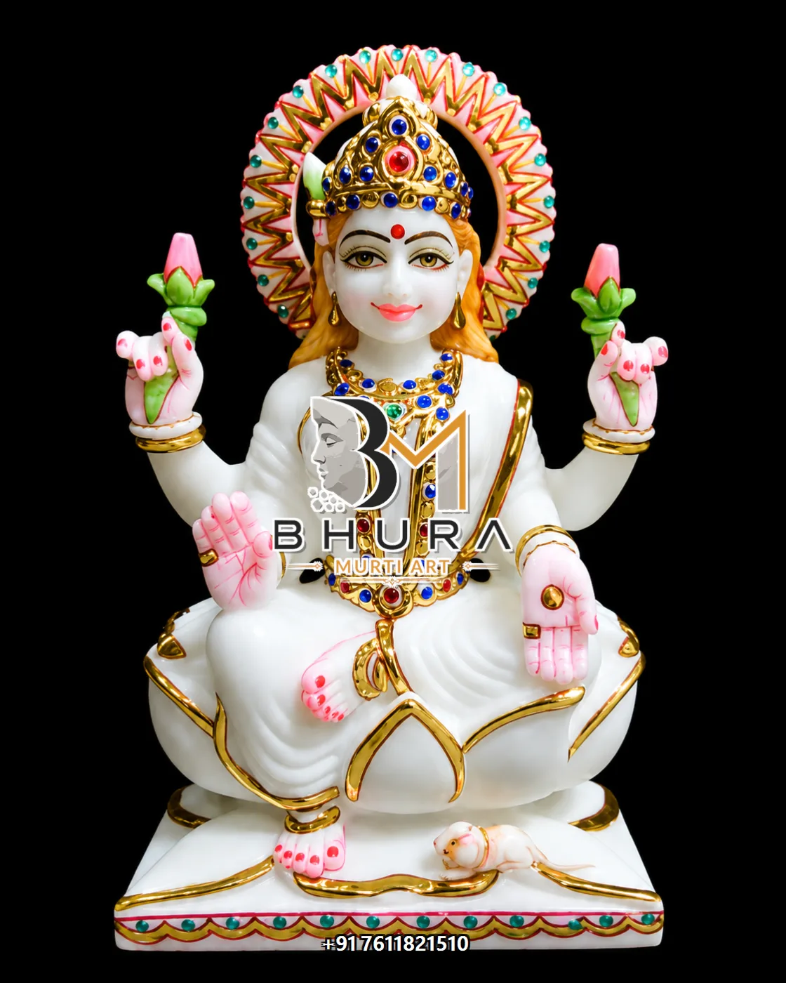 Custom Mahalaxmi Mata Murti Collection - handcrafted marble design view 2