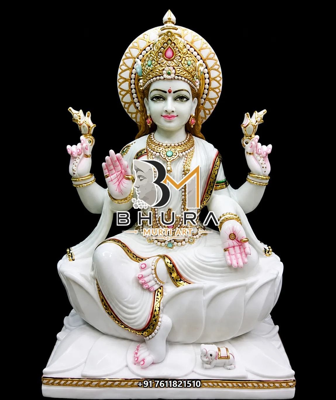 Custom Mahalaxmi Mata Murti Collection - handcrafted marble design view 3