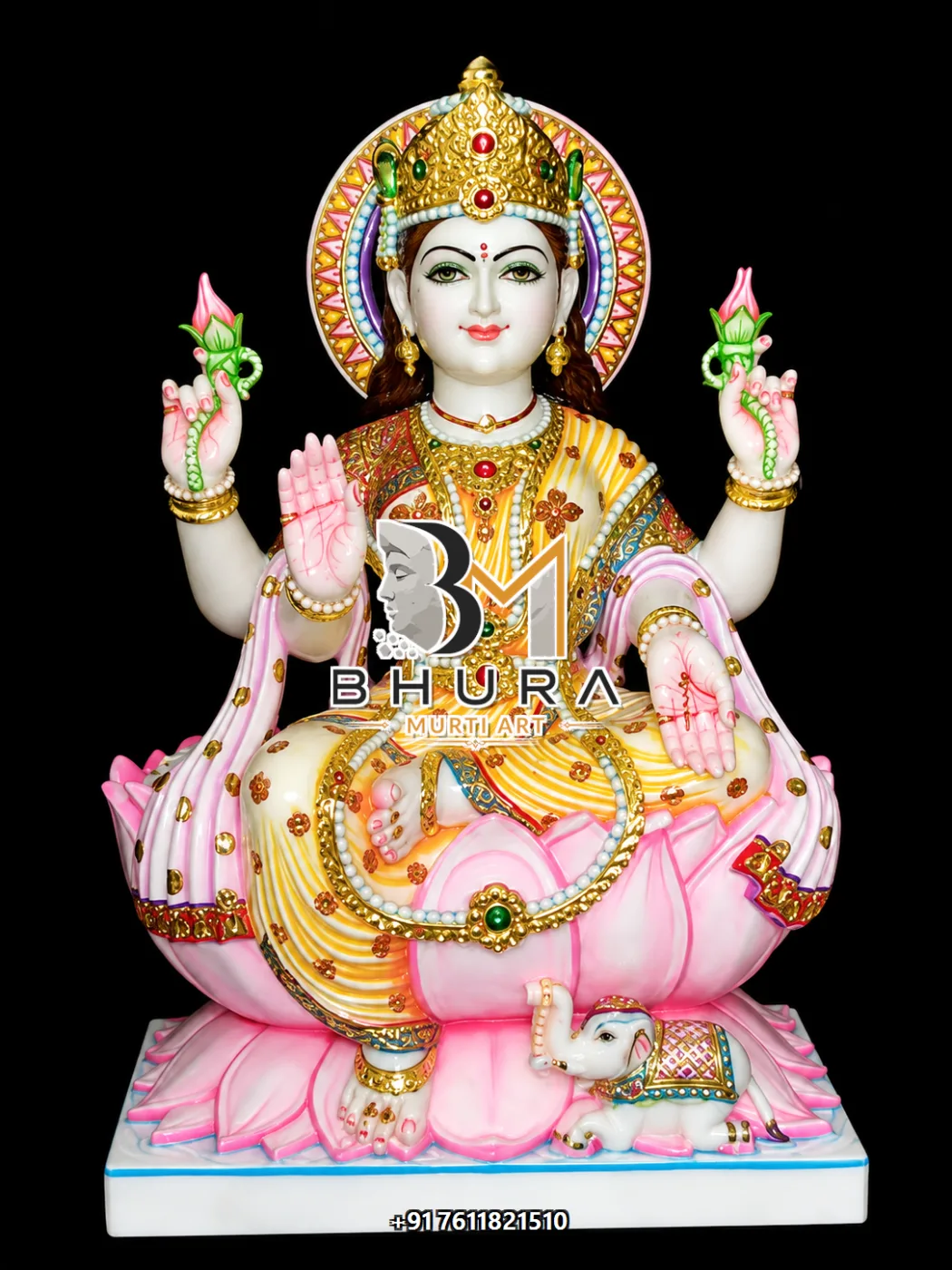 Traditional Goddess Laxmi Statue Collection - handcrafted marble design view 5