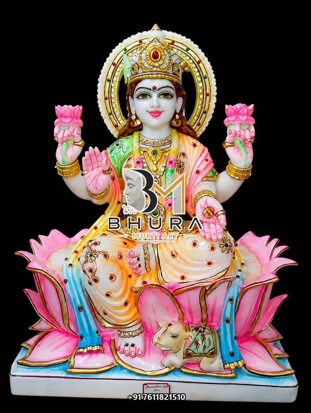 Devotional Laxmi Mata Sculpture Collection - handcrafted marble design view 2