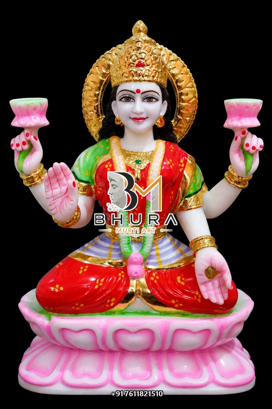Devotional Laxmi Mata Sculpture Collection - handcrafted marble design view 4
