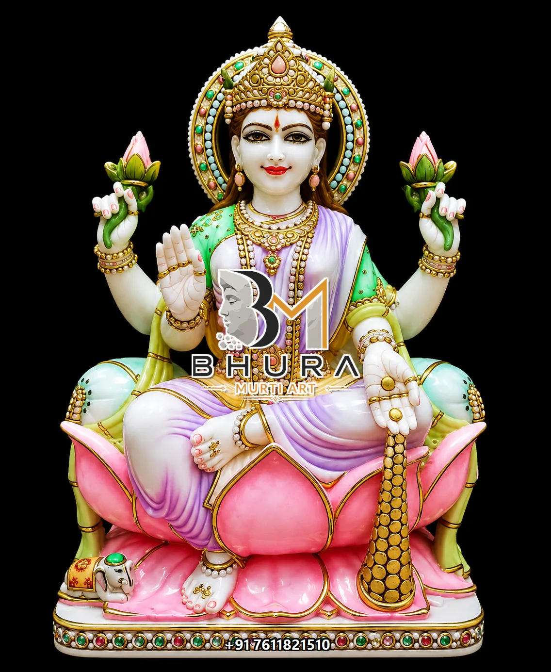 Designer Goddess Lakshmi Murti Collection - handcrafted marble design view 3